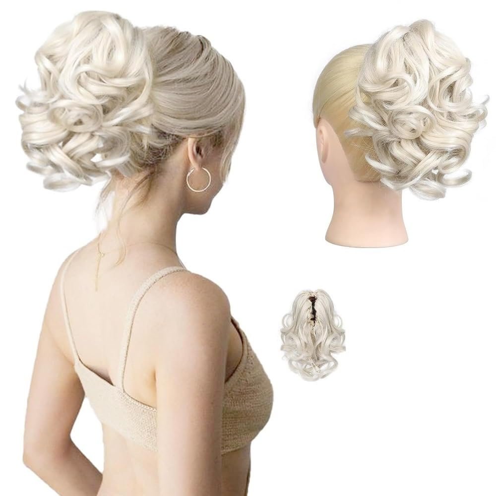 Bun, Ladies Fluffy Hair Claw Clip for Voluminous Ponytail & Bun Versatile & Stylish Hair Accessory for Women(White)