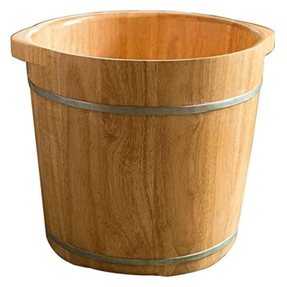 A1DFDFGOQSFG Wooden Foot Basin,Wood Foot Tub, Foot Tub Wooden Foot Basin Oak Foot Bucket, Thick Thermal Foot Bath, Wooden Foot Bath Tub with Cover, (Color : A) (A)