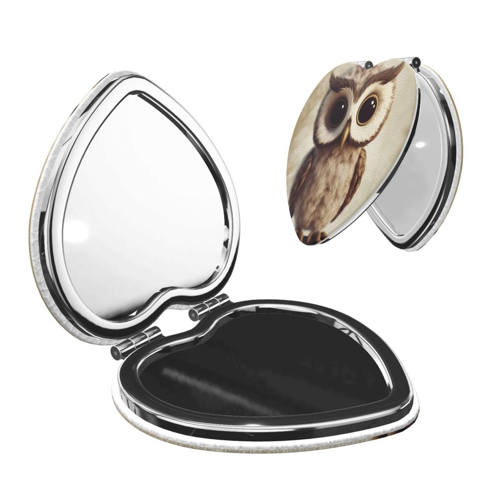 LHDGBNV Cute Owl Compact Mirror for Women Portable Pocket Mirror Folding Mini Mirror with 2 X 1x Magnification for Purse Travel Makeup Mirror Parties Friends Gifts
