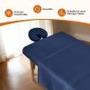 4 Sets Premium Microfiber Massage Table Sheets Set, 3 Piece Set Soft Massage Table Cover, Ultra-Light Massage Sheets Sets Include Flat Sheet, Fitted Sheet, and Fitted Face Rest Cover, Blue view 2