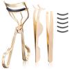3-in-1 Professional Eyelash Curler Kit  Salon-Perfect Lashes at Home!Includes: Eyelash Curler (w/Replacement Pad), Eyebrow Tweezers & Curved Applicator Toolr  Travel-Friendly & Pain-Free (Gold) view 1