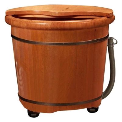 A1DFDFGOQSFG Wooden Foot Basin,Wood Foot Tub, Wooden Foot Basin Wood Bucket for Pedicure,Foot Bath Spa Tub with Wheel and Lid,Foot Tub for Soaking Feet, (Size : A) (One Color B)