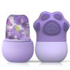 2-in-1 Facial Ice Roller and Massager Set, Paw-Shaped Scrubber, Purple, Floral Design view 1
