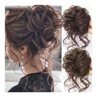 gengchang66 hair bun, Invisible Fluffy Bun Wig - Synthetic Hair Wrap with Long Ends, Easy Styling for Women(White)
