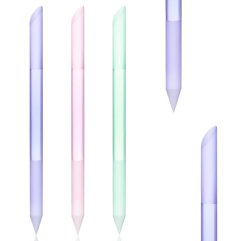 3Pcs Glass Cuticle Pusher, Dual-Ended Crystal Manicure Sticks Professional Fingertip Precision Filing Cuticle Remover Tools for Nail Care Polishing