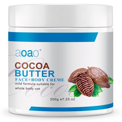 AOAO Cocoa Body Butter for Stretch Marks Repair - Body Balm for Pregnancy with Vitamin E & Coconut Oil, Hypoallergenic Moisturizer for All Skin Types, Shea Butter Balm for Pregnant Women, 200g/7.25oz