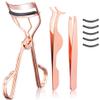 3-in-1 Professional Eyelash Curler Kit  Salon-Perfect Lashes at Home!Includes: Eyelash Curler (w/Replacement Pad), Eyebrow Tweezers & Curved Applicator Toolr  Travel-Friendly & Pain-Free (Rosegold) view 1