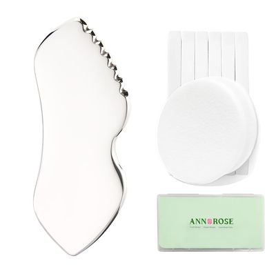 annrose Metal Gua Sha Facial Tools,Stainless Steel Guasha Tool for Face,Premium Guasha Set for Face, Metal Detail Gua Sha Stone Body,Stainless Steel gua sha