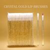 50PCS Disposable Crystal Lip Brushes - Premium Gold Lip Gloss Applicator Wands with Soft Cotton Tips, Portable Makeup Tools for Lipstick/Gloss Application view 2