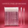 100PCS Disposable Crystal Lip Brushes - Premium Pink Lip Gloss Applicator Wands with Soft Cotton Tips, Portable Makeup Tools for Lipstick/Gloss Application view 2