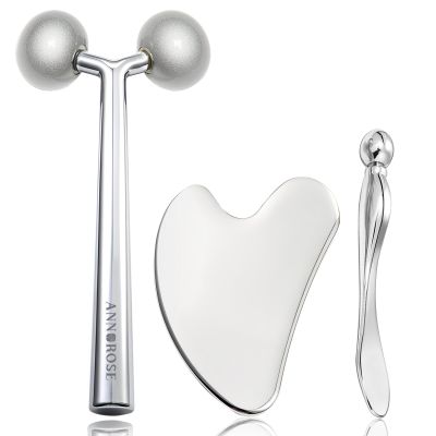 Annarose Face Roller Massager Skin & Gua Sha Facial Tools Stainless Steel, Facial Massage Skin Carefor Face Neck Body, Reduce Puffiness Remove Wrinkles, Valentines Gift for Women