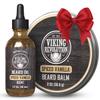 Viking Revolution Spiced Vanilla Beard Balm for Men (2oz) and Beard Oil (1 fl oz) Kit - With Argan and Jojoba Oils - Soften and Moisturize - Stocking Stuffers for Men view 1