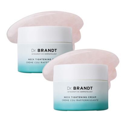 Dr. Brandt Needles No More Neck Tightening Cream - Lifts, Tightens & Reduces Skin Sagginess - Includes a Rose Quartz Gua Sha Tool - 1.7 oz, Pack of 2