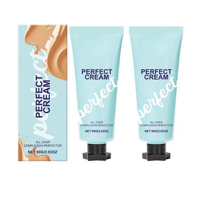 80ml Concealer Cream Hydrating Full Coverage Concealer,Supreme Creme All-Over Complexion Perfector, Long-Lasting CC Cream Foundation - Waterproof Transfer-Resistant Skin Tint (2Pcs, 80ml)