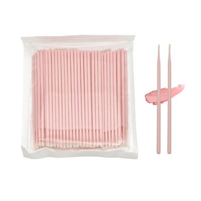100-Pack Micro Cotton Swabs for Eyelash Extensions | 2mm Cotton Tip Applicators - Adjustable Makeup Brushes for Eyelash Glue, Cleansing & Detailing (Pink)
