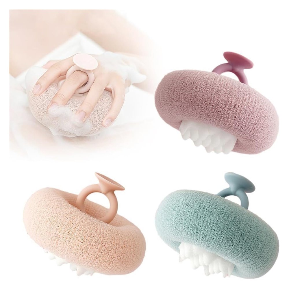 2025 New 2 - in - 1 Sunflower Suction Cup Bath Ball - Exfoliating Shower Brushes with Finger Rings(3pcs)
