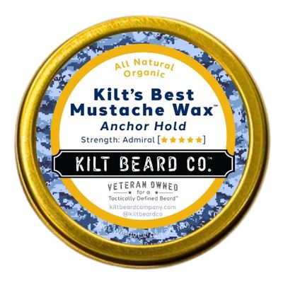 Kilt Beard Co.- Anchor Hold Mustache Wax- Extreme Hold for Competition & Precision Styling- Non-Sticky, High Heat Tolerance- Unscented, All-Natural & Organic- Beeswax & Carnauba Wax