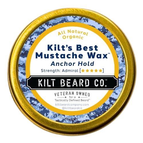 Kilt Beard Co.- Anchor Hold Mustache Wax- Extreme Hold for Competition & Precision Styling- Non-Sticky, High Heat Tolerance- Unscented, All-Natural & Organic- Beeswax & Carnauba Wax