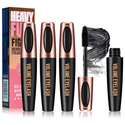 4D Silk Fiber Lash Mascara, Voluminous Fiber Mascara Waterproof & Smudge-Proof Long-Lasting 24 Hours No Flaking Longer Thicker Eyelashes, No Clumping, Extension Stays On All Day(3Packs)