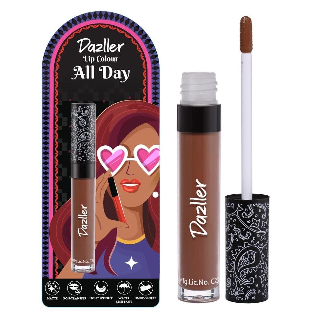All Day Lipcolour|Moisturizing Kokum Butter|Brown Matte Liquid Lipstick for Women|Non-Transfer|8Hr Stay|Dlc025 Hazelnut Cup|6G