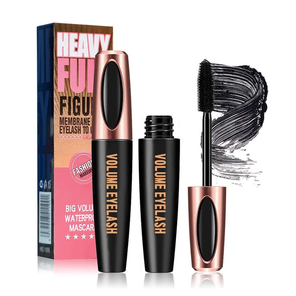 4D Silk Fiber Lash Mascara, Voluminous Fiber Mascara Waterproof & Smudge-Proof Long-Lasting 24 Hours No Flaking Longer Thicker Eyelashes, No Clumping, Extension Stays On All Day (1Pack)