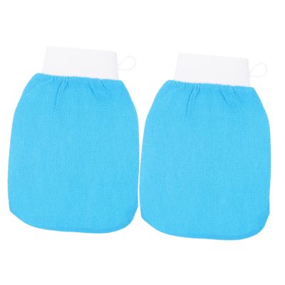 ASAKKURA 2pcs Exfoliating Bath Mitts for Dead Skin Removal Korean Skin Cleaning Gloves Comfortable and Reusable for Spa and Shower Use Unisex Design with Random Color Band