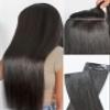 LUVME Invisible Clip in Hair Extensions, Yaki Straight Real Human Hair Remy Hair Clip ins for Women, Natural Human Hair, 16 inch 110g 6Pcs, Natural Black view 1
