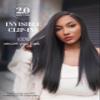 LUVME Invisible Clip in Hair Extensions, Yaki Straight Real Human Hair Remy Hair Clip ins for Women, Natural Human Hair, 16 inch 110g 6Pcs, Natural Black view 2