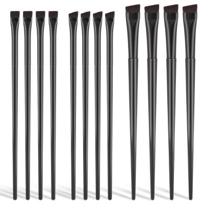 12 Pcs Angled Eyebrow Eyeliner Brush Set Flat Eyeliner Brush Ultra Thin Precision Eyeliners Makeup Brushes Set Synthetic Bristles Eye Makeup Tool
