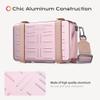 BYOOTIQUE Mini Suitcase Crossbody Bag Portable Hard Shell Aluminum with Adjustable Strap for Makeup Artist, Pink view 2