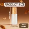 2Pcs 60ML/2oz Empty Clear Frosted Glass Lotion Pump Press Bottles with Plastic Wood Grain Lid Makeup Cosmetic Cream Emulsion Essence Dispenser Container Storage Vials Jars view 2