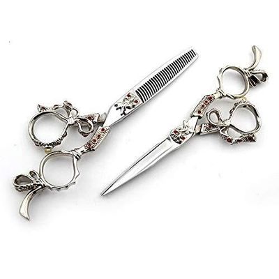 6-Inch Hair Cutting Shears & Thinning Scissors Set, Professional Stainless Steel Hair Cutting Tools for Salons, Shops, & Hair Enthusiasts (Case Included)