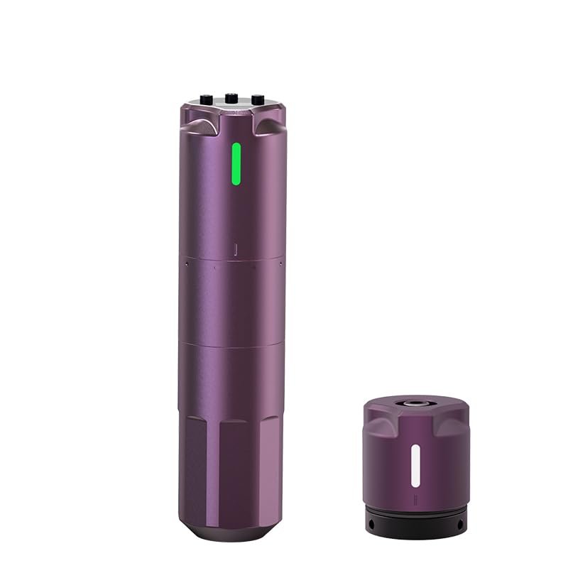 HYlab tattoo machine gun wired and wireless dual-use, adjustable stroke, adjustable range 2.4, 3, 3.6, 4.2. with point needle function, 50HZ-199HZ, suitable for all styles of tattoo artists (Purple)