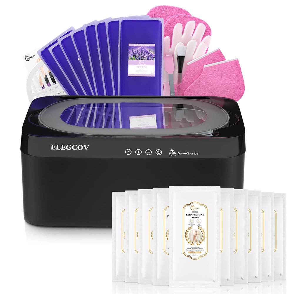 ELEGCOV Paraffin Wax Machine for Hand and Feet, 4500ml Paraffin Warmer Kit and 18 Pack Unscent Paraffin Wax Refills, Precision Temperature Control for Paraffin Wax Bath
