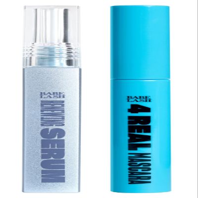 BABE ORIGINAL Renewing Lash Serum 6mL and 4 Real Mascara Bundle, Peptide-Infused Eyelash Serum for Fuller, Longer-Looking Natural Lashes, Lash Enhancing Treatment