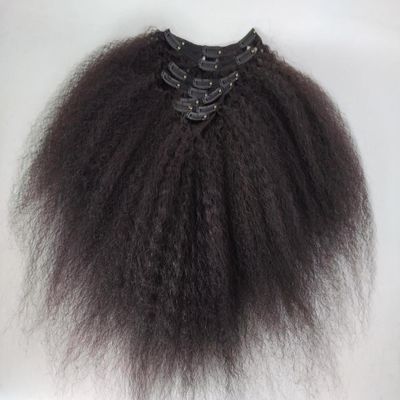 100% Brazilian Human Hair Afro Kinky Curly Clip in Hair Extension Remy Clip In Hair Clip ins 100g 7pcs for Black Woman Natural Color (7PCSAfro Kinky Curly, 20inch)