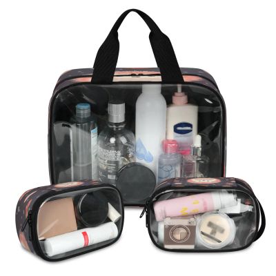 CNNINGYI Clear Makeup Bag 3 Pieces Hedgehog Toiletry Bag Portable Cosmetic Pouch Travel Organizer Water-resistant Translucent Cosmetic Bags with Hedgehog Heart