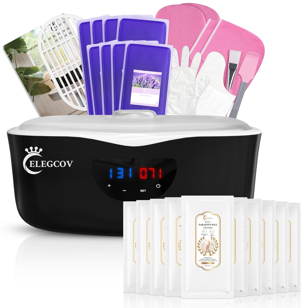 Paraffin Wax Machine for Hand and Feet - ELEGCOV Paraffin Wax Warmer Kit and 18 Packs Unscent Paraffin Wax Refills KitHand and Foot Moisturizing Care Kit, 4000ml Fast Meltdown Parafin Hot Wax Machine