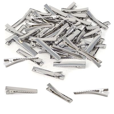 100Pcs Hair Clips, 1.77Inch Silver Hair Clips Single Prong Flat Metal Hair Bow Alligator Clips for Sectioning Hair Styling And Sectioning Hairdressing DIY Crafts