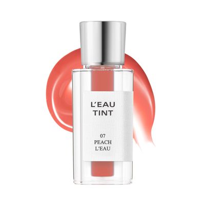 BBIA LEAU Tint  Glossy & Glow Lip Stain Watery Lip Tint Non-Sticky High Shine Finish Long-lasting Moisturizing Lightweight Natural Daily Use Vegan Korean Makeup (07 PEACH L'EAU - MINI)