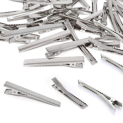 100Pcs Hair Clips, 2.17Inch Silver Hair Clips Single Prong Flat Metal Hair Bow Alligator Clips for Sectioning Hair Styling And Sectioning Hairdressing DIY Crafts