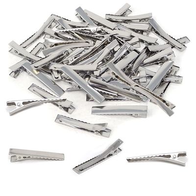 100Pcs Hair Clips, 1.57Inch Silver Hair Clips Single Prong Flat Metal Hair Bow Alligator Clips for Sectioning Hair Styling And Sectioning Hairdressing DIY Crafts