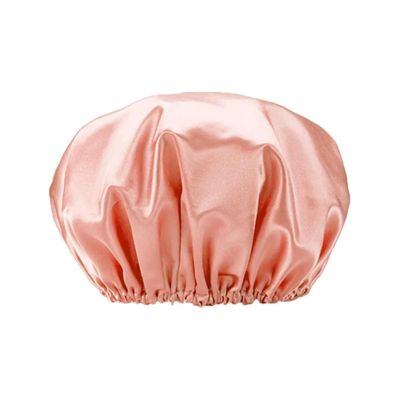 1Pcs Double Waterproof Colour Bath Cap With Plain Colour Lining For Adult Women Shower Caps Waterproof Hair Bonnet(Orange)