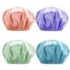 1Pcs Double Waterproof Colour Bath Cap With Plain Colour Lining For Adult Women Shower Caps Waterproof Hair Bonnet(Orange) view 2