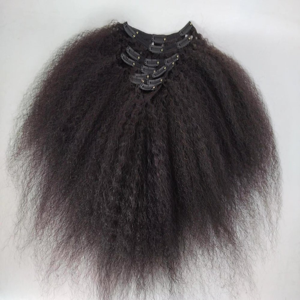 100% Brazilian Human Hair Afro Kinky Curly Clip in Hair Extension Remy Clip In Hair Clip ins 100g 7pcs for Black Woman Natural Color (14PCSAfro Kinky Curly, 12inch)