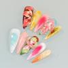 LIFOOST Manual Press on Nails 10Pcs with Hand Carved Flower Petals Long Almond Handmade Nails for DIY Manicure Decorations, Size Medium view 4