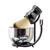 Grandslam Deluxe Shaving Kit for Men, 3 in 1 Shaving Set Includes Shaving Brush, Stainless Steel Shaving Bowl and Razor & Brush Holder, Black Set view 1