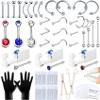 TKKUY 70 Pcs Body Piercing Kit for All Body Piercings Nose Piercing Gun Stainless Steel Piercing Jewelry with 12G 14G 16G 20G Piercing Needles for Ear Cartilage Tragus Nose Septum Lip Eyebrow view 1