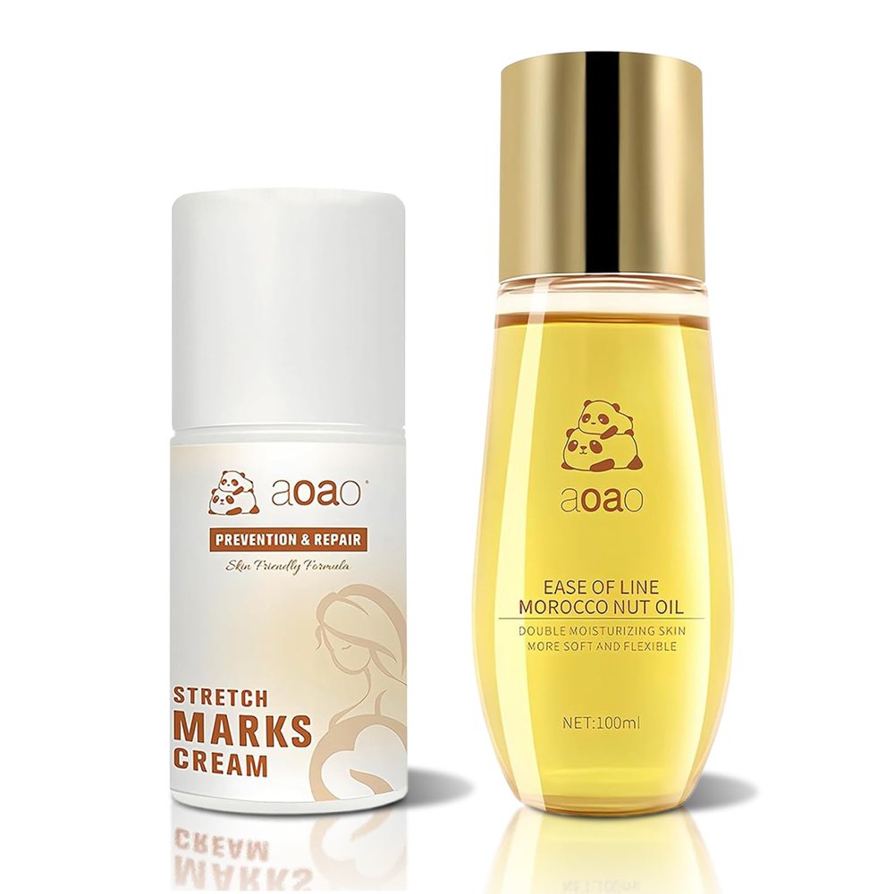 Stretch Mark Oil for Pregnancy & Body Oil for Pregnant Women, Morocco Nut Oil Help for Scars & Stretch Marks Removal & Prevention, Belly Cream for Repair, Firming & Smoothing Fine Lines (2Pack/150ml)