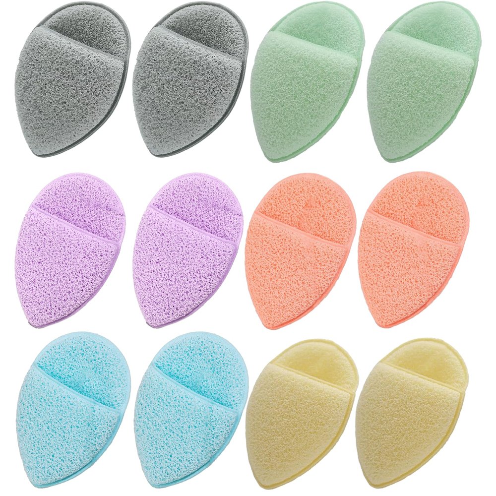 12PCS Facial Sponges, Colorful Cleansing Puffs for Face Skin, Bath Sponge Exfoliating Pads, Reusable Puff for Daily Face Deep Pore Cleansing Blackheads Dead Skin Makeup Remover